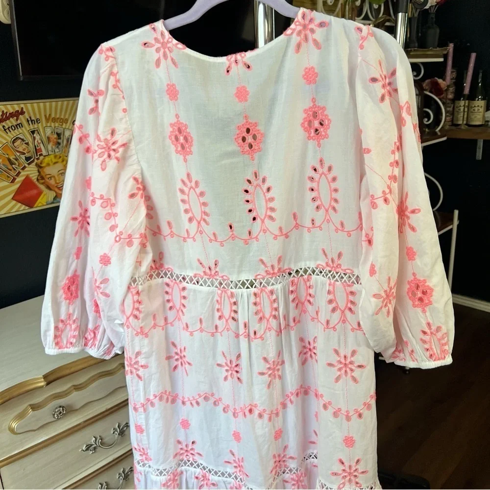 J. Crew Cotton Embroidered Balloon Sleeve Cover-up Dress Small